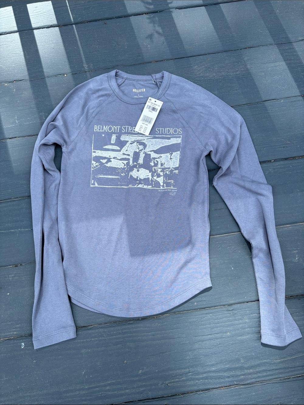 Hollister Men's Belmont Street Studios Long-Sleeve Crew - Slate Blue